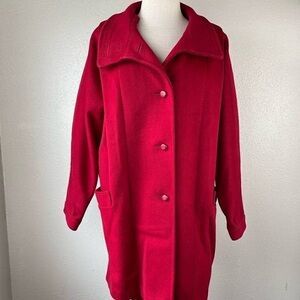 Classic Red Women's Coat - Timeless Button-Front Jacket
